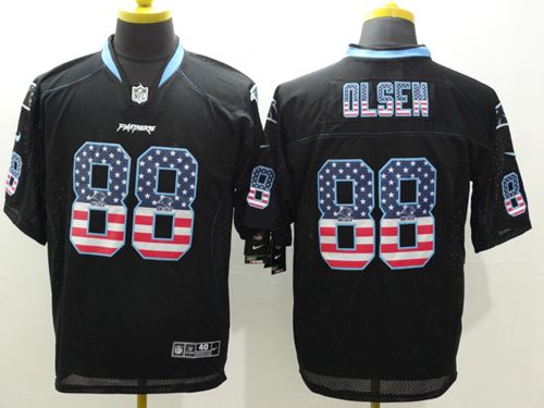 Nike Panthers #88 Greg Olsen Black Men's Stitched NFL Elite USA Flag Fashion Jersey